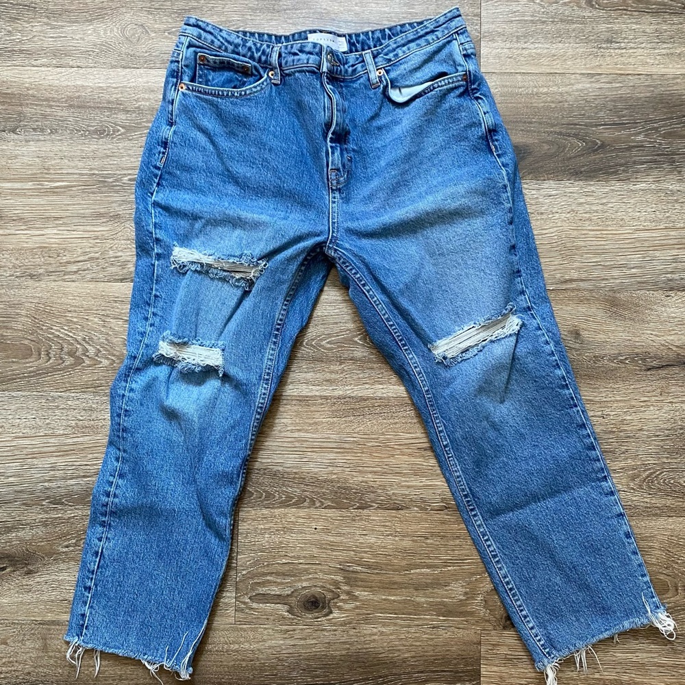 Topshop Mid Blue Wash Dad Jeans Size 34